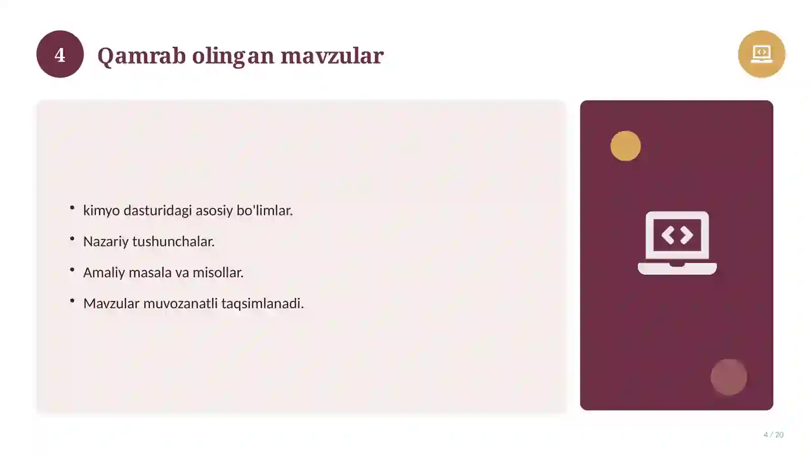 Kimyo fanidan 8-sinf test savollari to'plami 4