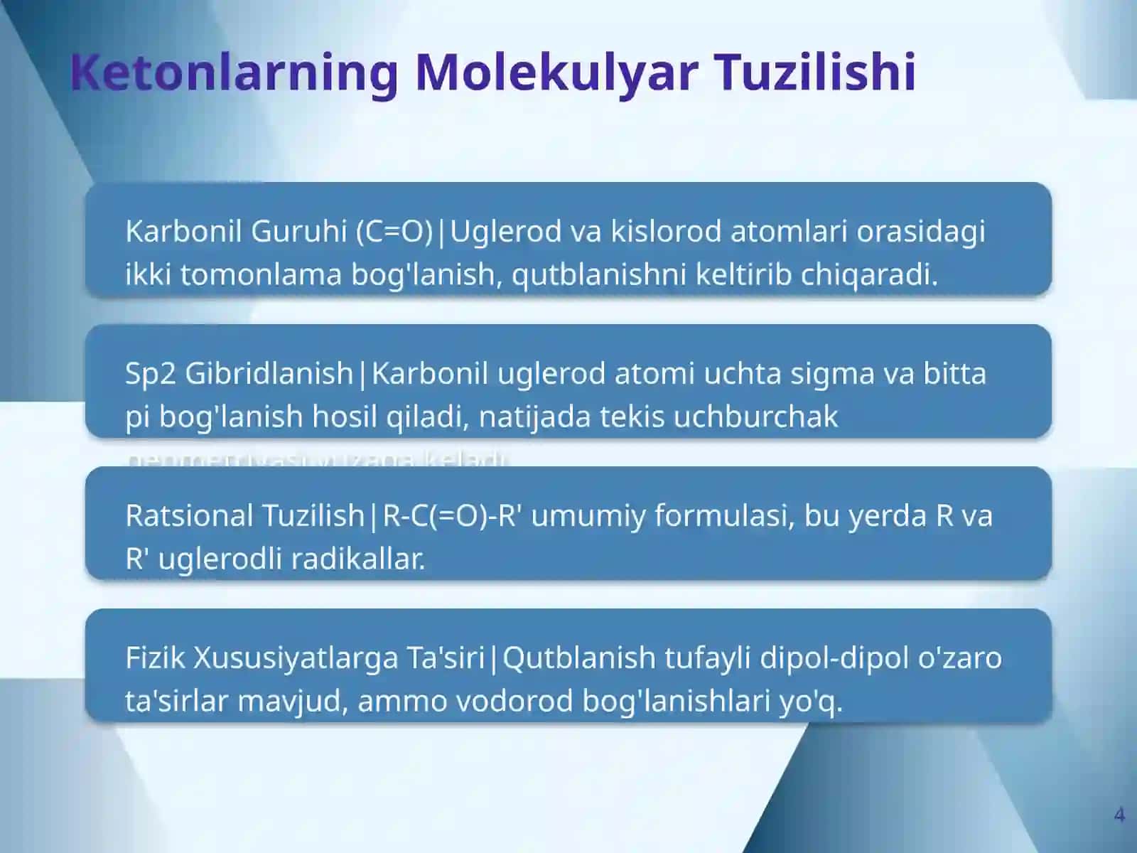 Ketonlarning Kimyosi: Tuzilish, Klassifikatsiya va Nomenklatura 4
