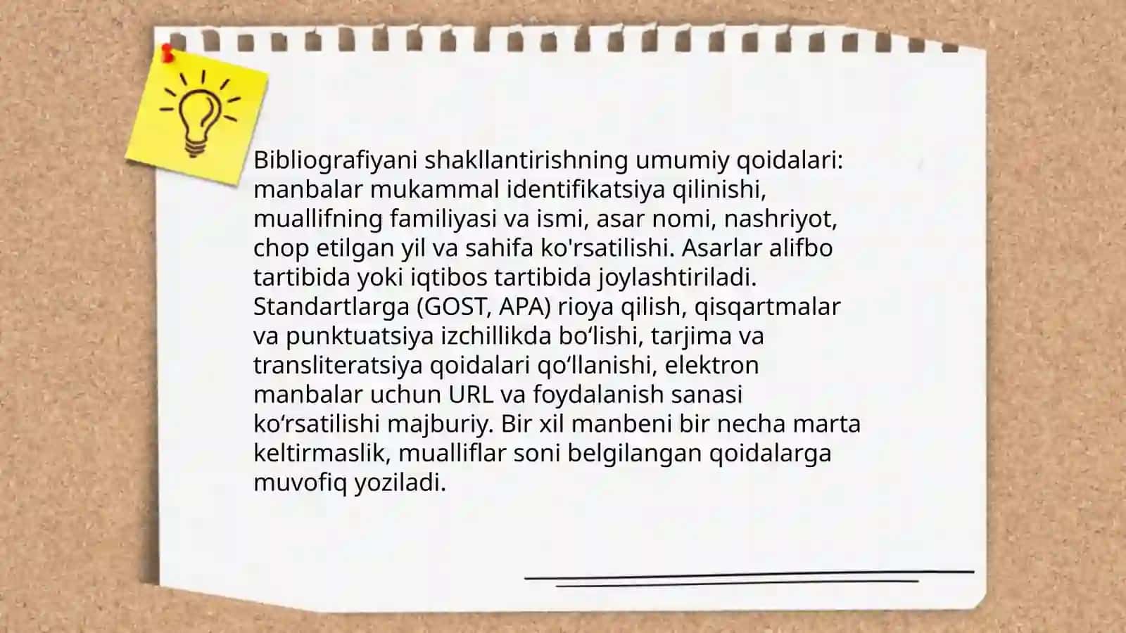 Bibliografiyani shakllantirish mezonlari bilan tanishish 4