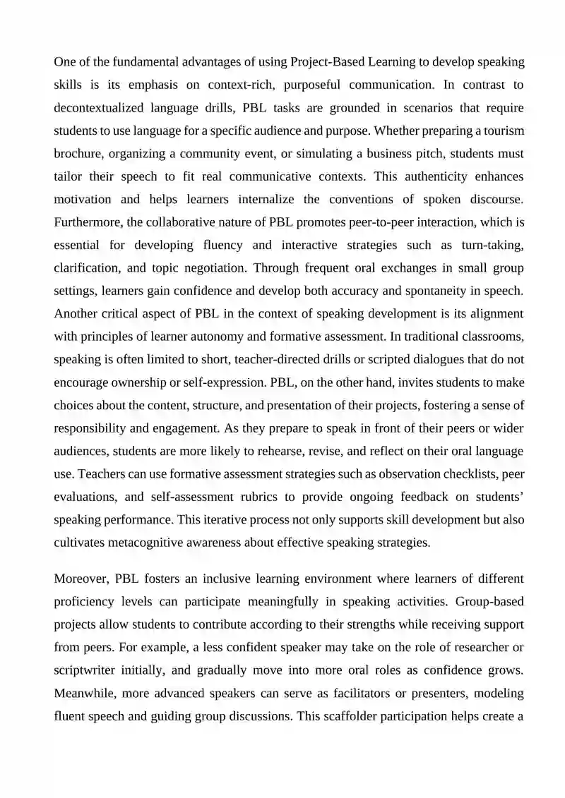 Developing speaking skills of students by Project Based Learning 4
