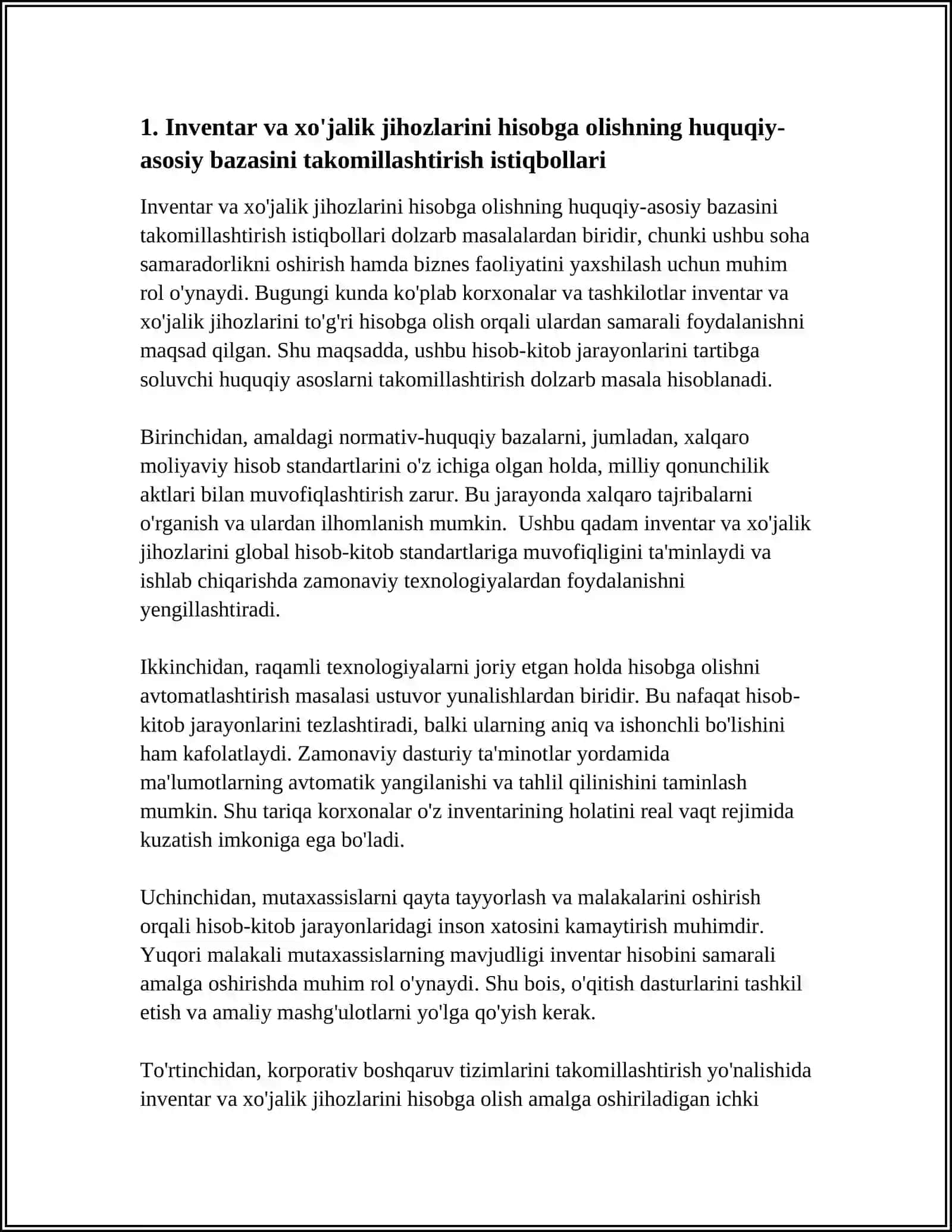 INVENTAR VA XO'JALIK JIHOZLARI HISOBINI RIVOJLANTIRISH ISTIQBOLLARI TAHLILI 4