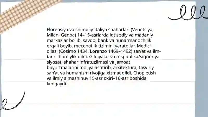 Birinchi renessans tarixi haqida 4