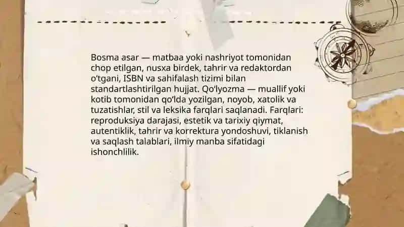 Referat bosma asar yoki qoʻlyozma mazmunining qisqacha tavsifi sifatida 4