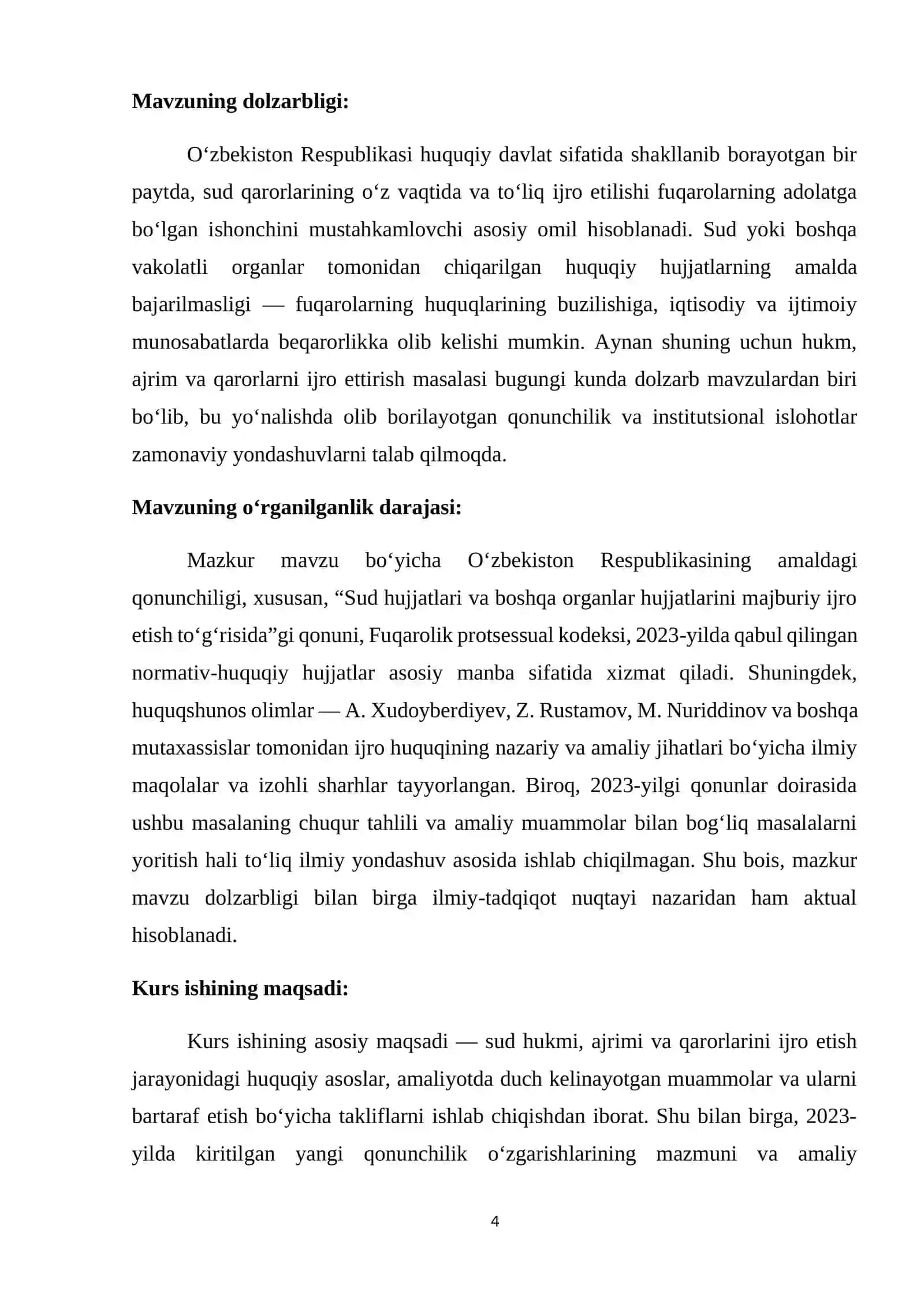 Jinoyat protsessual huquqi fanidan tayyorlagan KURS ISHI 4