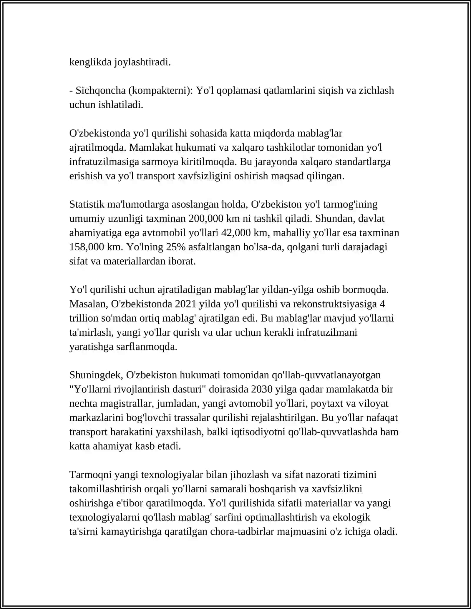 TRANSPORT QURILISHIDAGI YIRIK INSHOATLAR 4