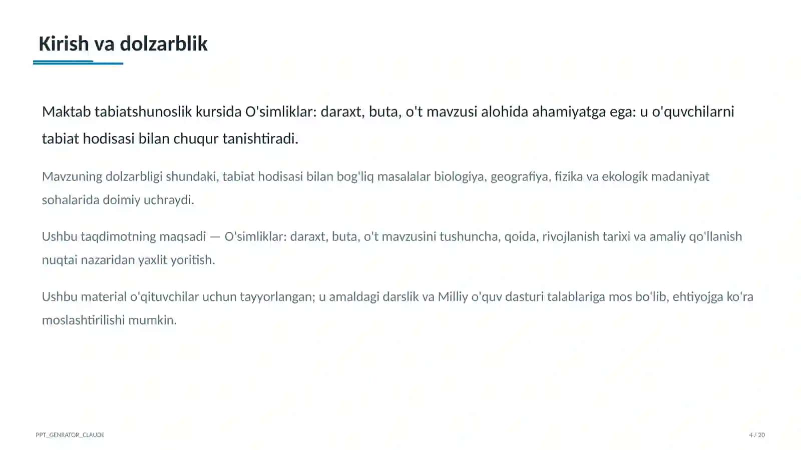 O'simliklar: daraxt, buta, o't (1-sinf) 2