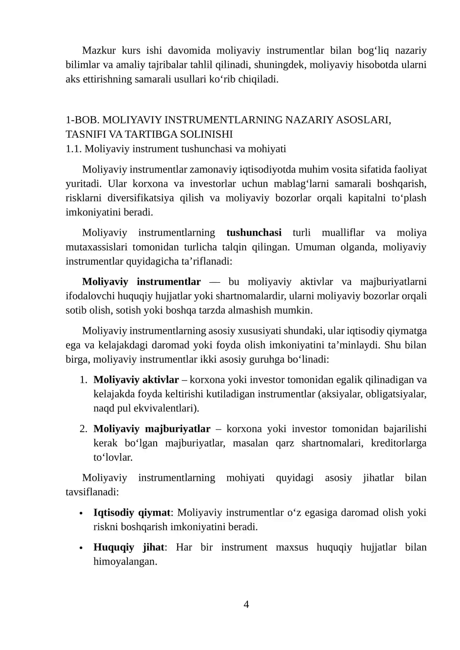 Moliyaviy instrumentlarni baholash va moliyaviy hisobotda aks ettirish 4