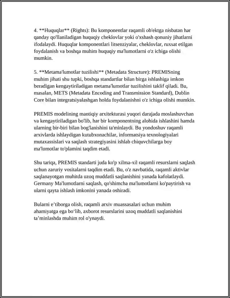 PREMIS ARXIVLASH STANDARTLARI 4