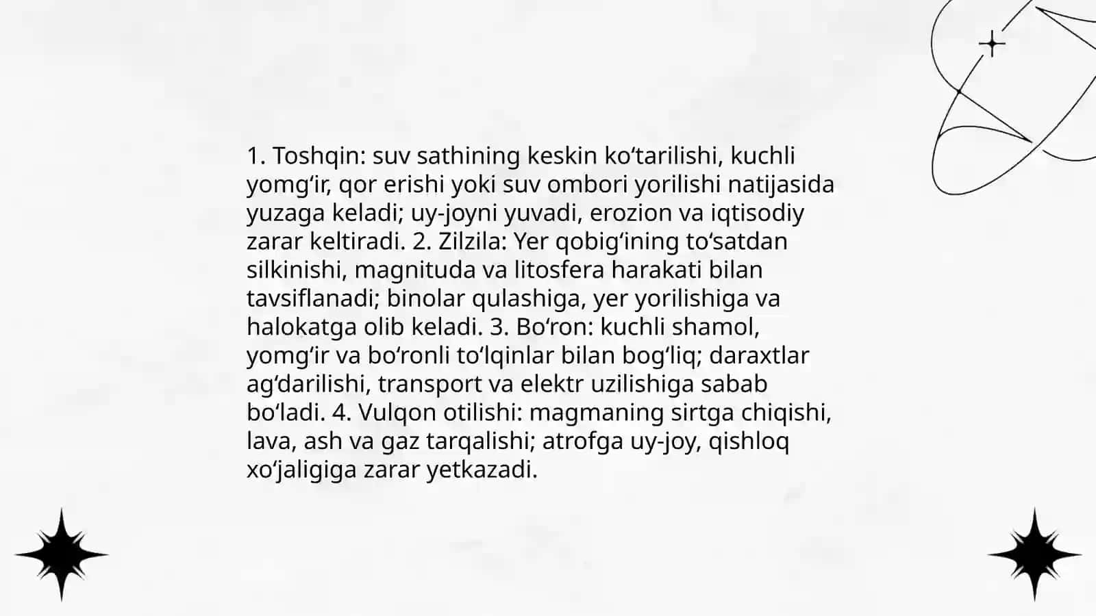 Favqulodda vaziyatlar, ularning tasnifi va tavsifi 4
