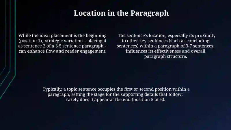 Features of topic sentance 4