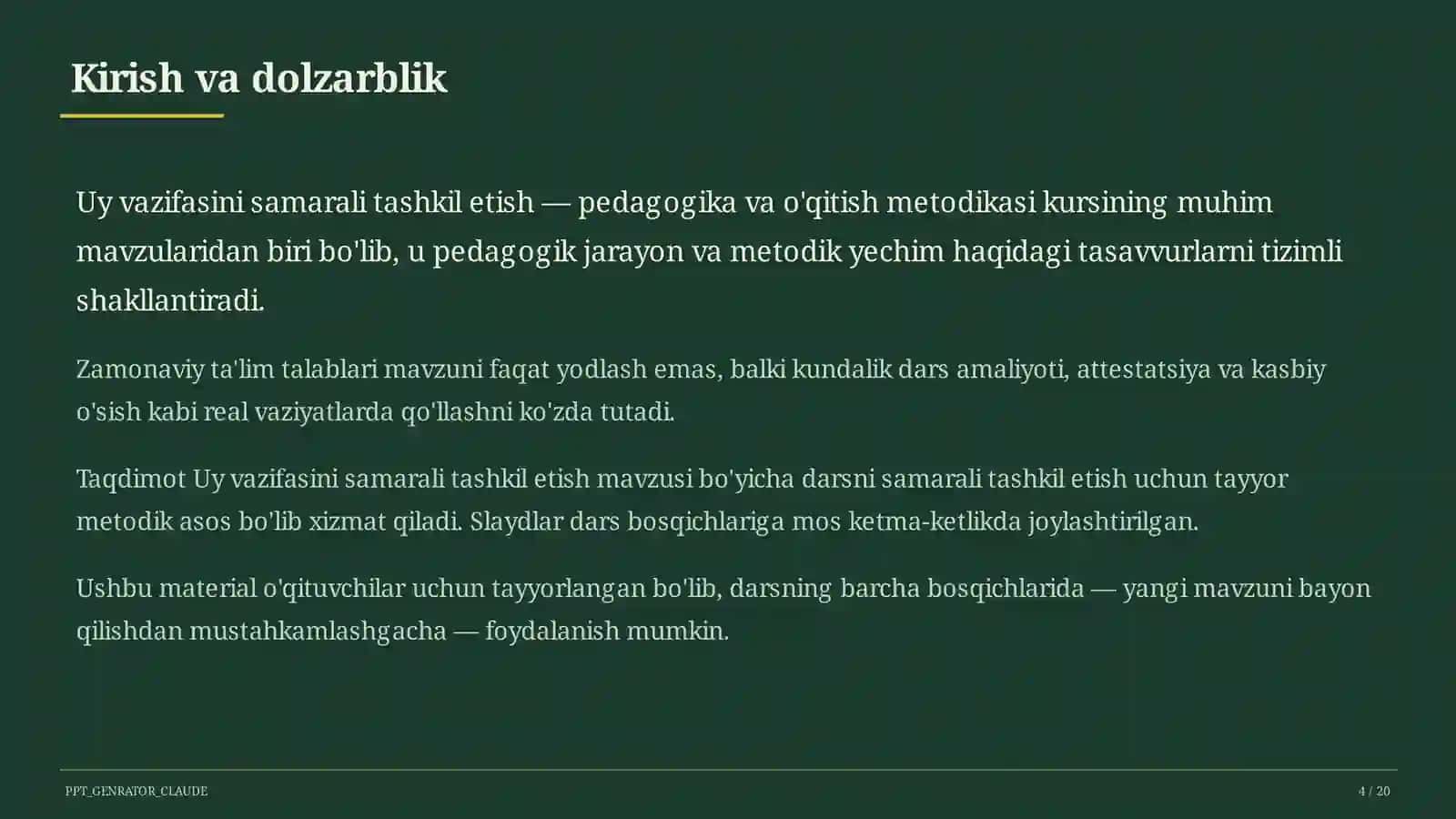 Dars rejasi 4