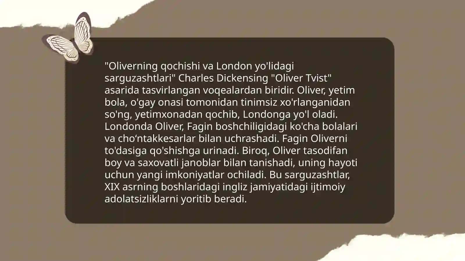 "Oliver Tvistning boshidan kechirganlari" asari 4