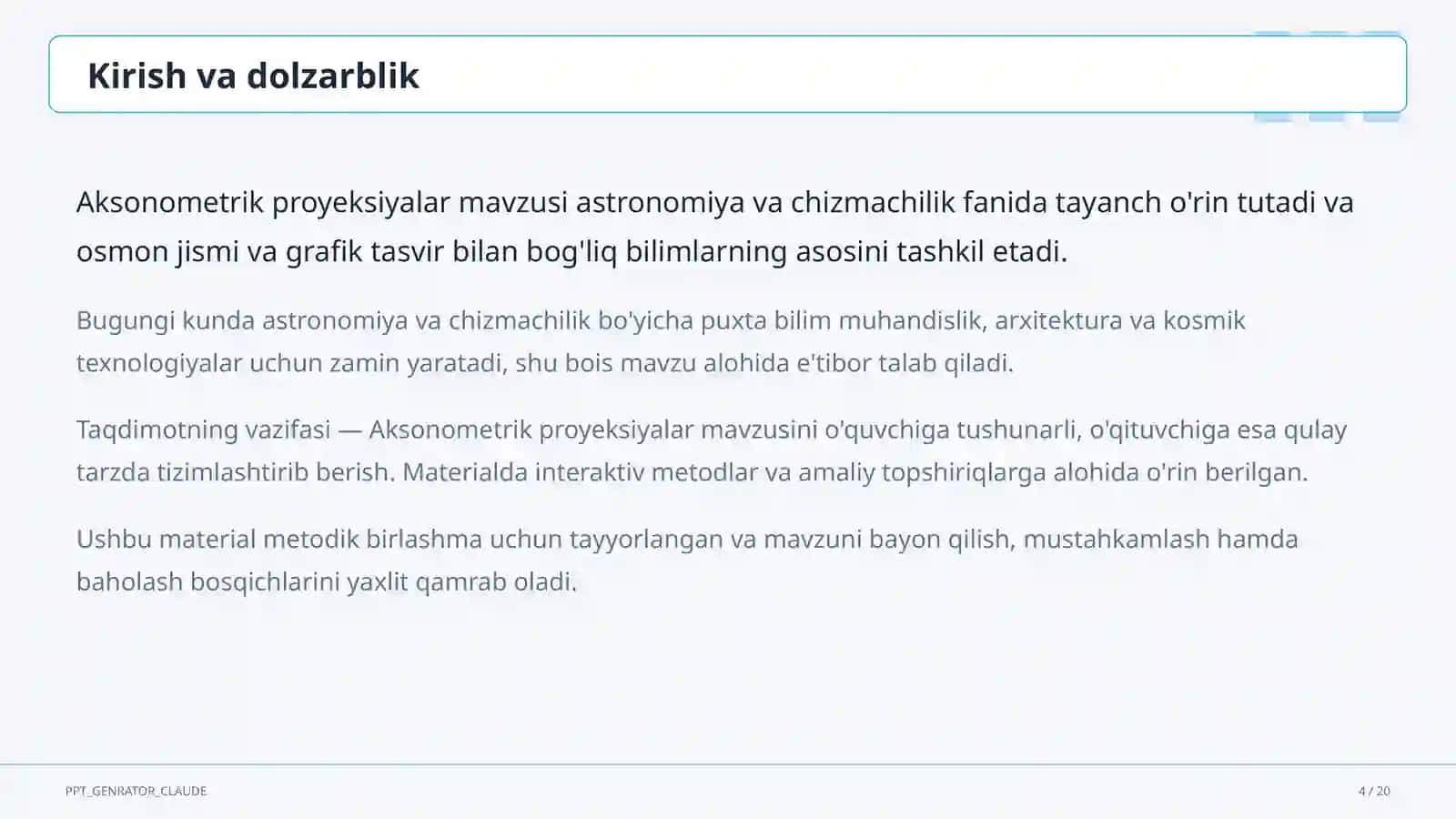Aksonometrik proyeksiyalar (8-sinf) 4