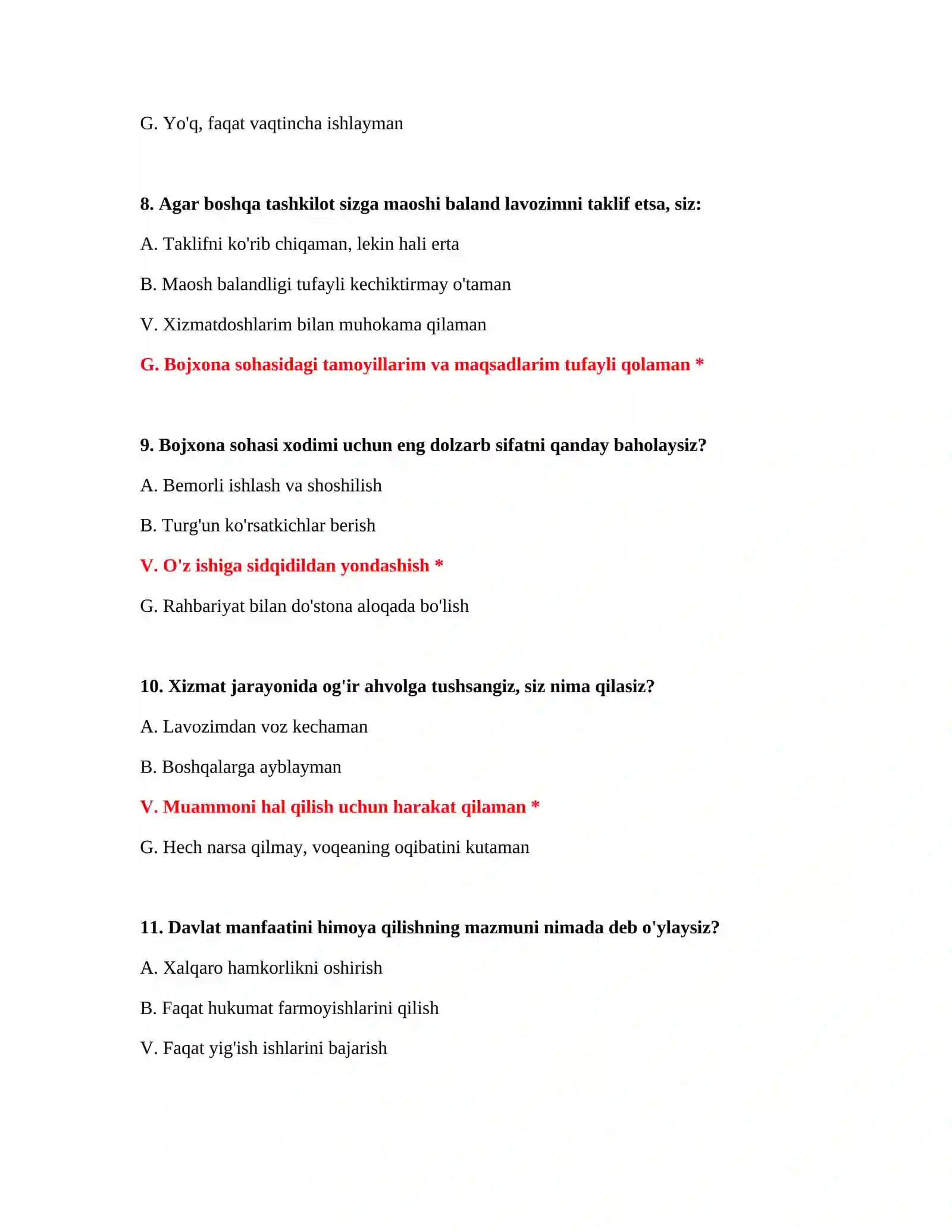 Bojxona ishga kirish test savollari va javoblari — to‘liq testlar bazasi 4
