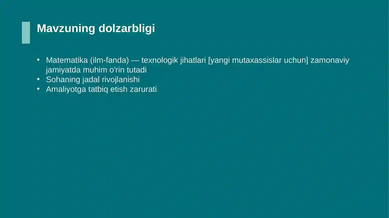 Matematika (ilm-fanda) — texnologik jihatlari [yangi mutaxassislar uchun] 4