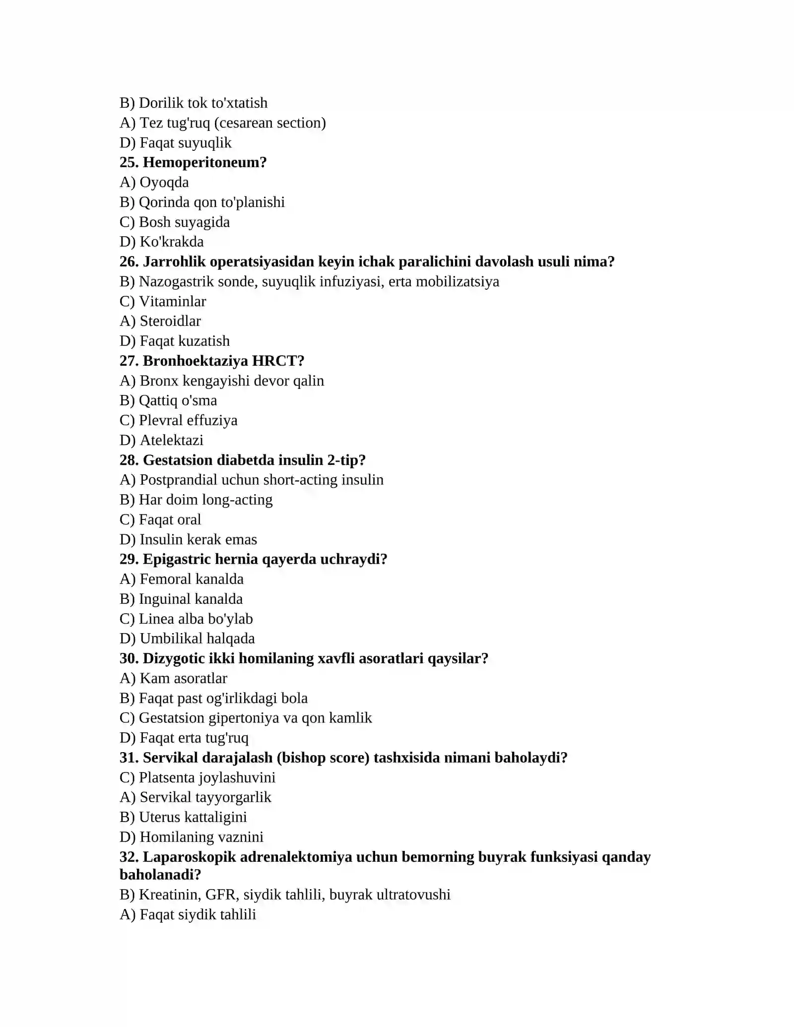 Dermatologiya savollari TAYYORGARLIK TEST TO'PLAMI (Terapiya, Jarrohlik, Akusherlik-ginekologiya) 4