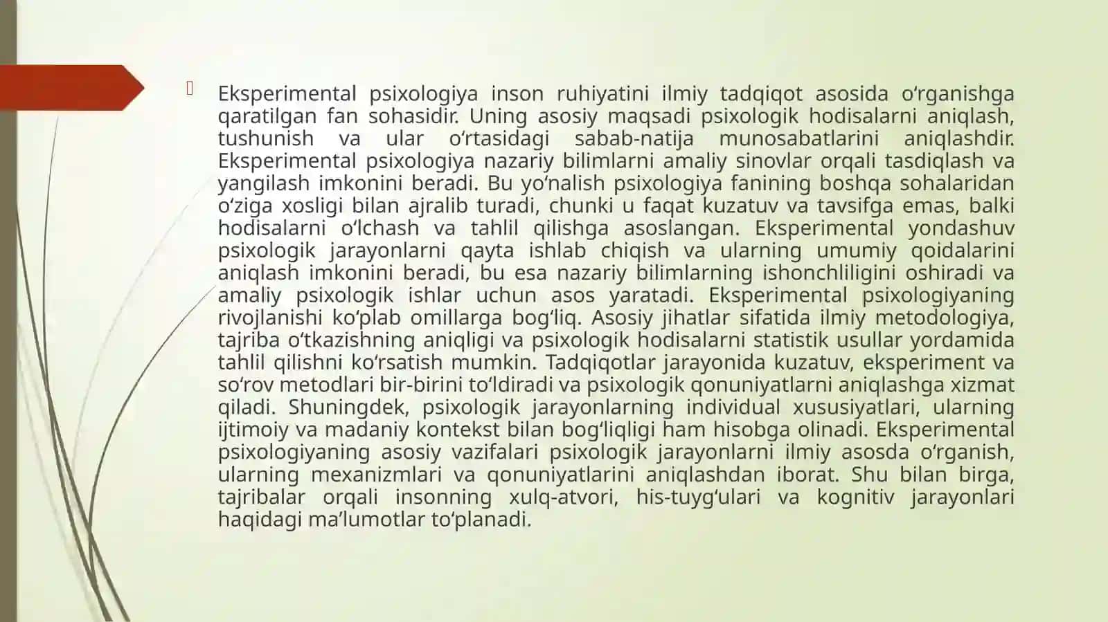 Eksperimental psixologik jarayonlar bosqichlari 4