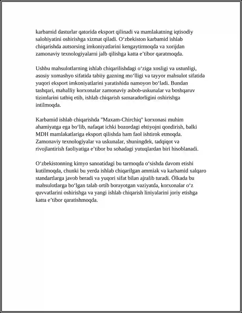 OʻZBEKISTONDA ISHLAB CHIQARILADIGAN ASOSIY KIMYOVIY MAHSULOTLAR 4