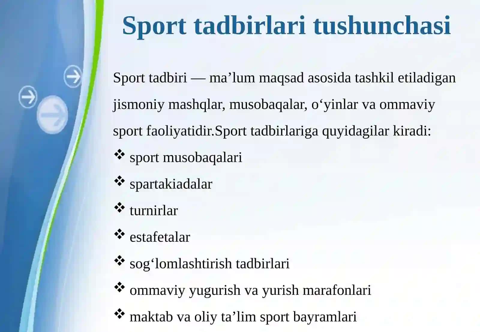 Sport tadbirlarini tashkil etishning maqsad va vazifalari 4