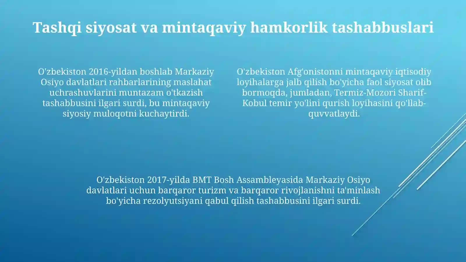 Uzbekistonning Markaziy Osiyodagi Tinchlik va barqarorlikni ta’minlashdagi urni 4