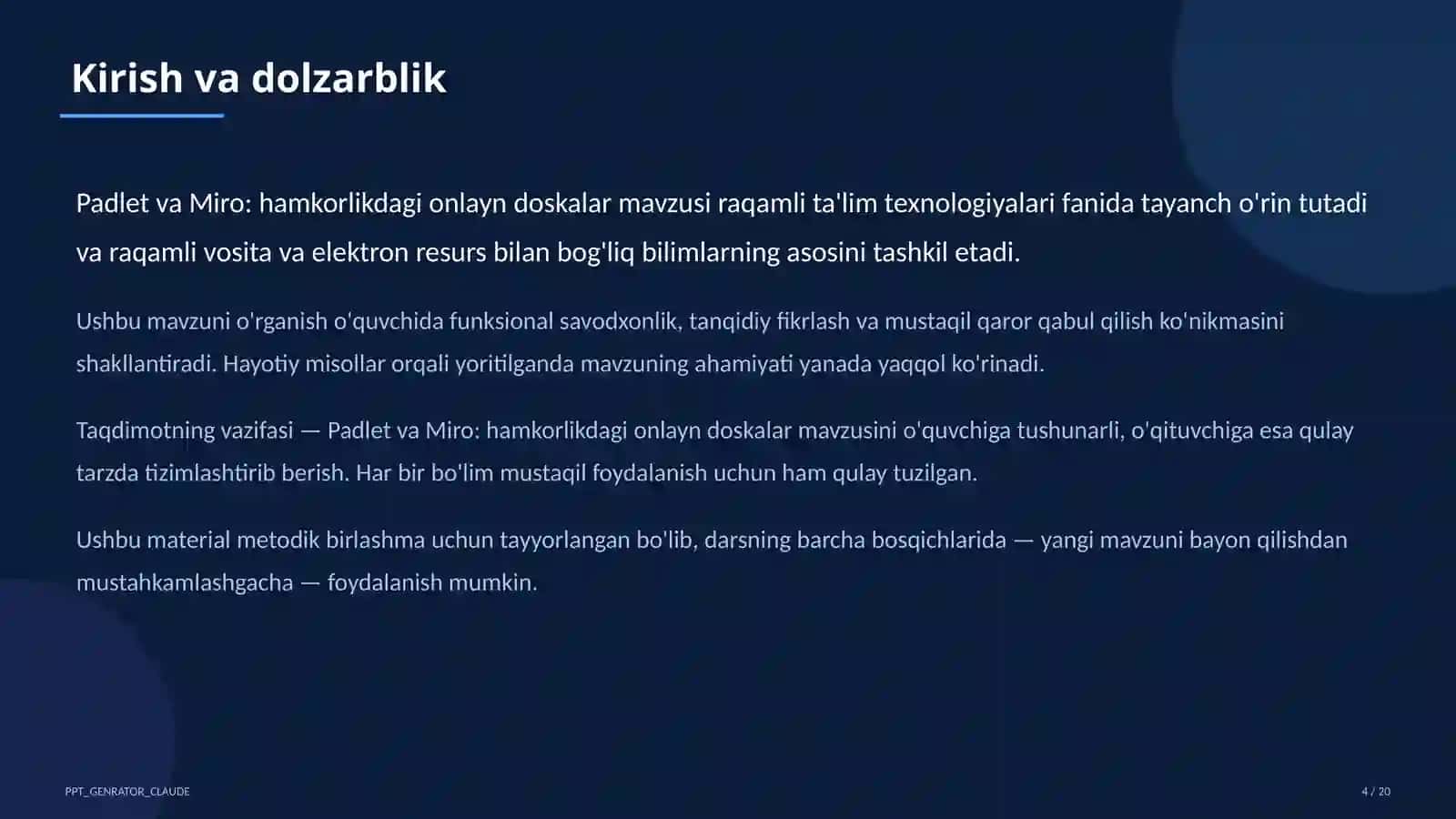Dars rejasi 4