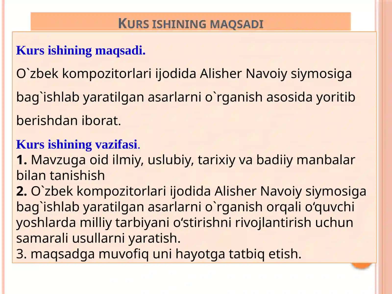 “O’zbek kompozitorlari ijodida Alisher Navoiy siymosi” mavzusidagi kurs ishi 4