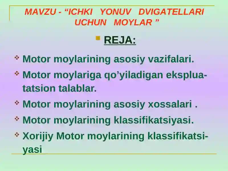 ICHKI YONUV DVIGATELLARI UCHUN MOYLAR 4