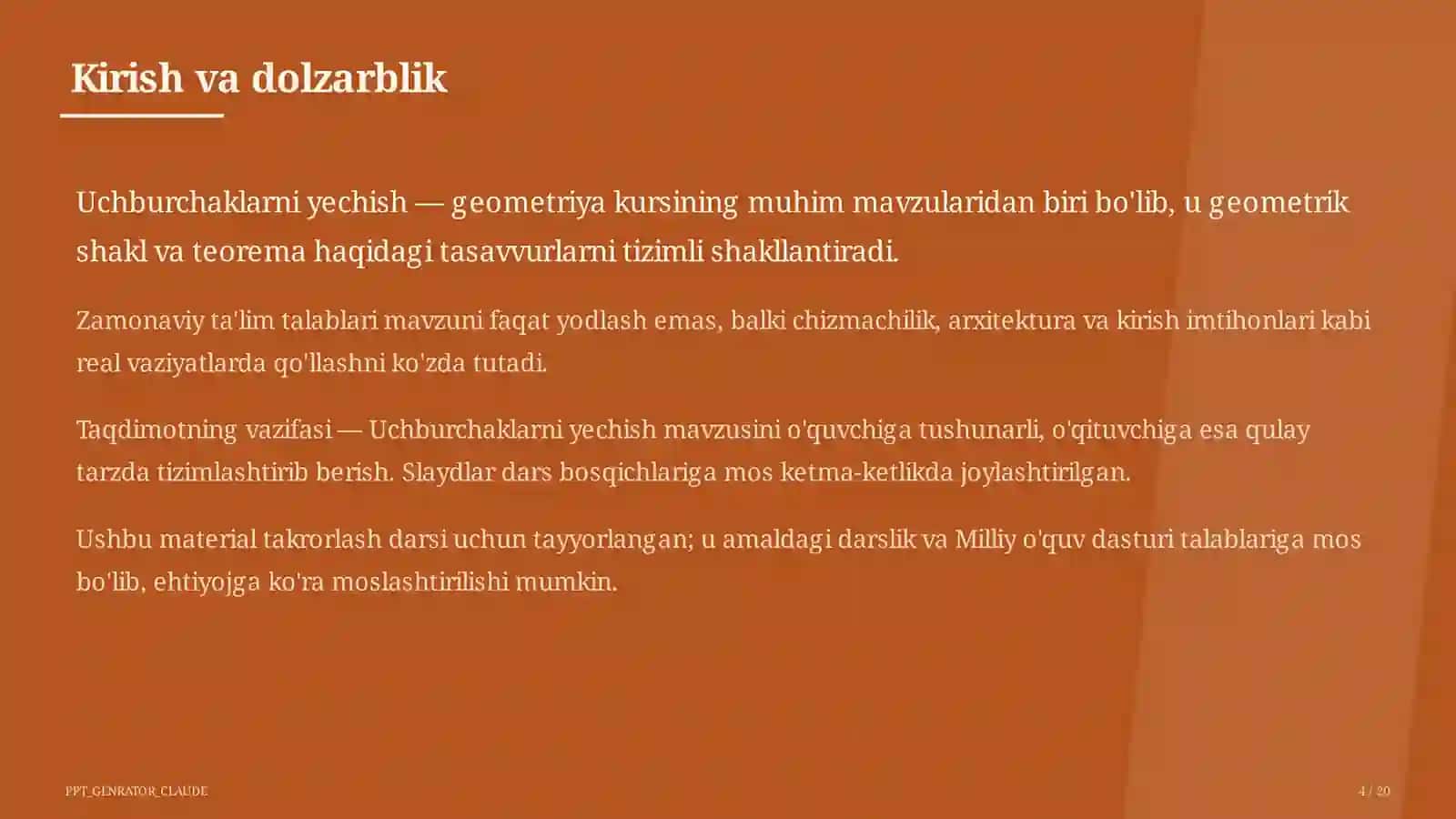 Uchburchaklarni yechish (9-sinf) 3