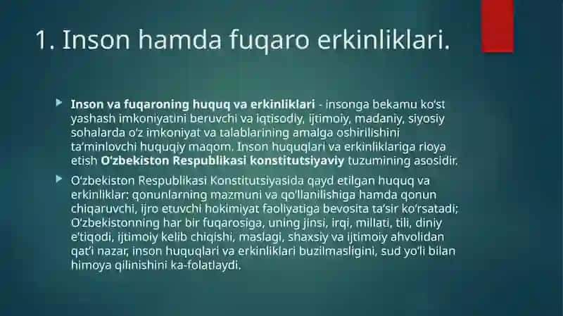Inson hamda fuqarolarning huquq va erkinlarini kafolatlash 4