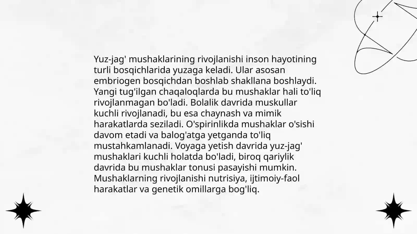 Yuz-jag' mushaklarining rivojlanish fiziologiyasi 4