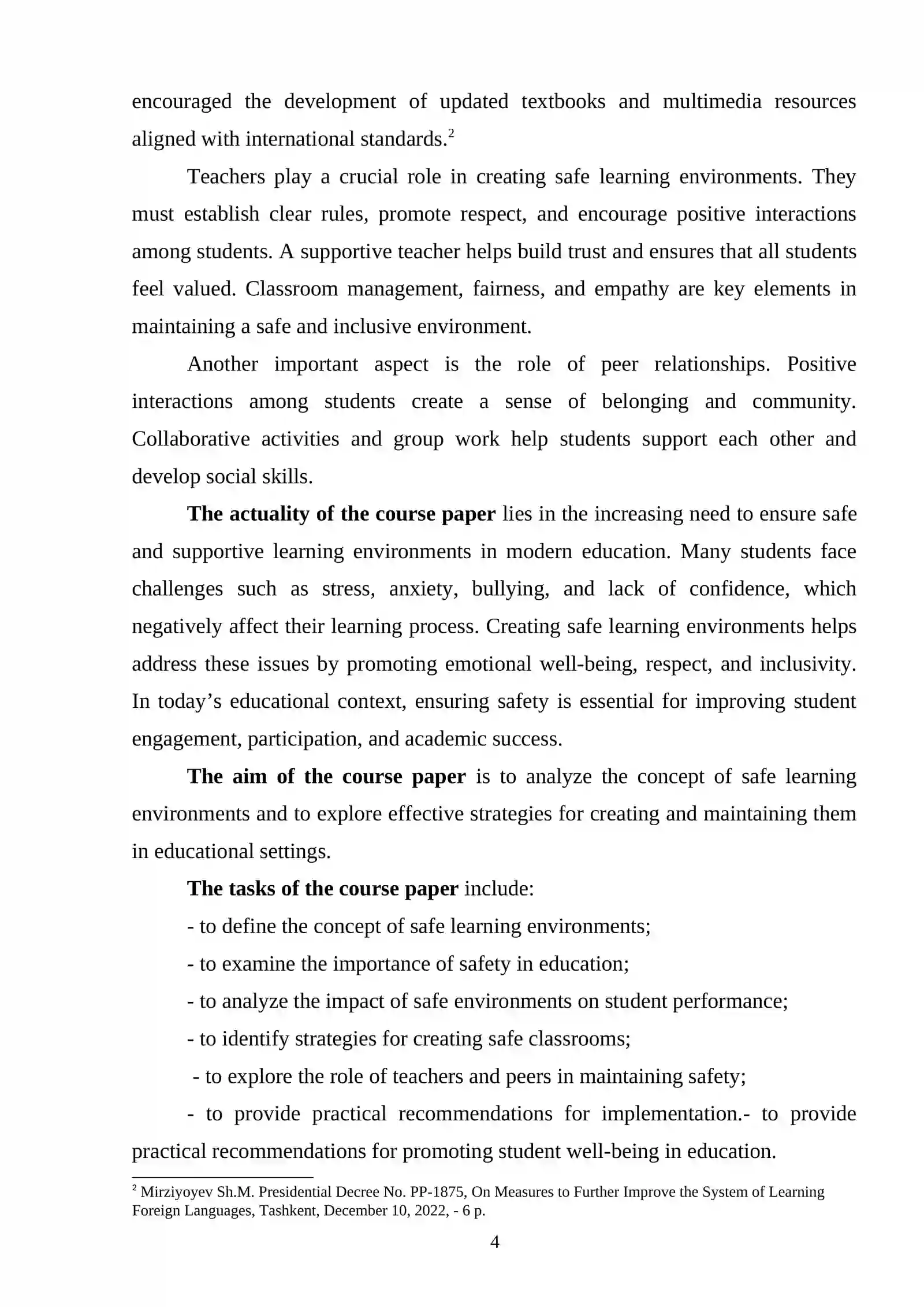Creating Safe Learning Environments 4
