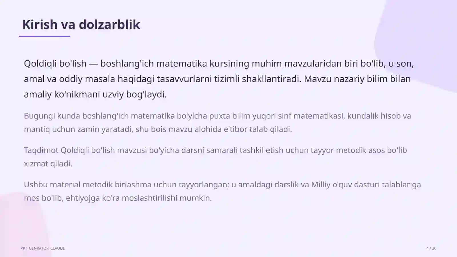 Qoldiqli bo'lish (3-sinf) 4