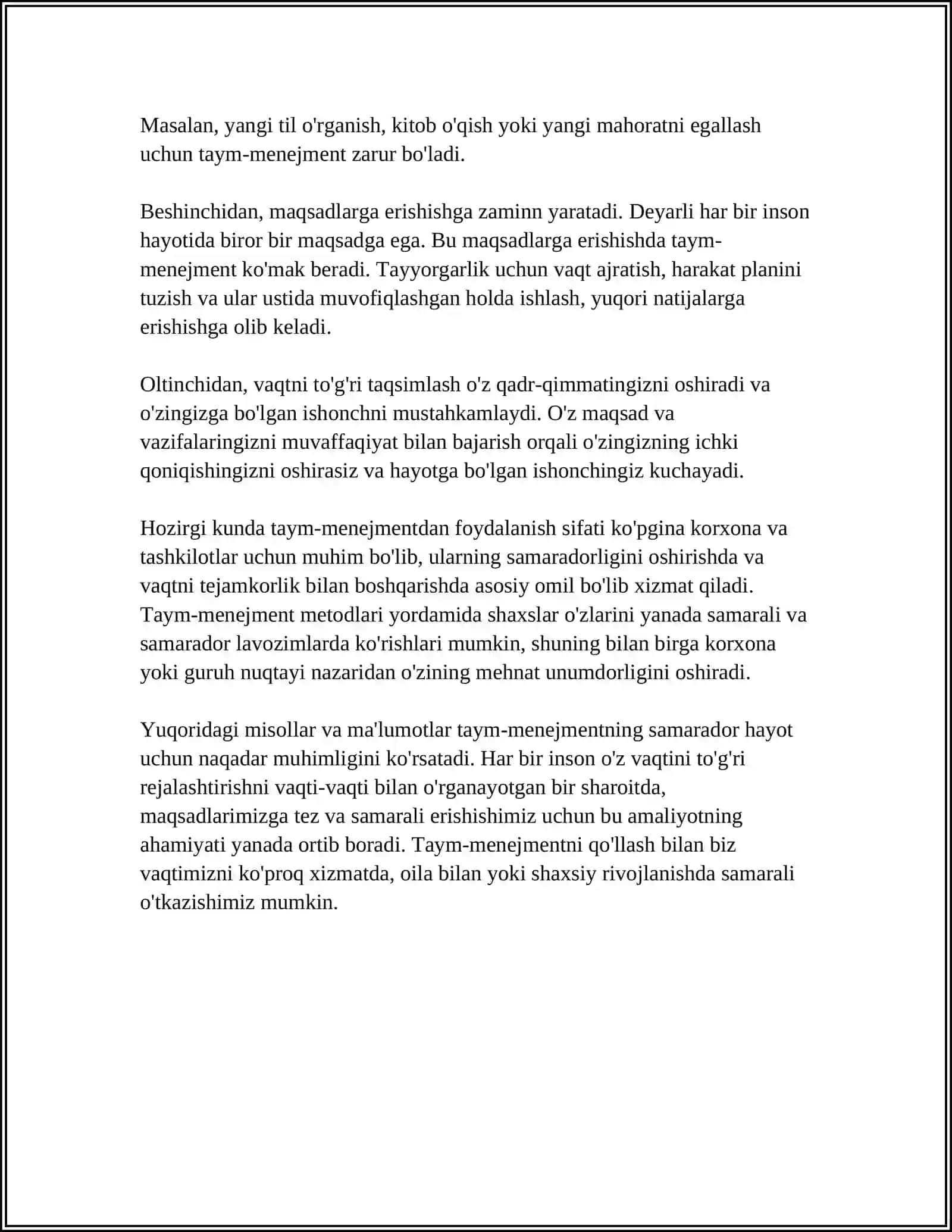 TAYM-MENEJMENTNI TASHKIL ETISH VA UNING ASOSIY TAMOYILLARI 4