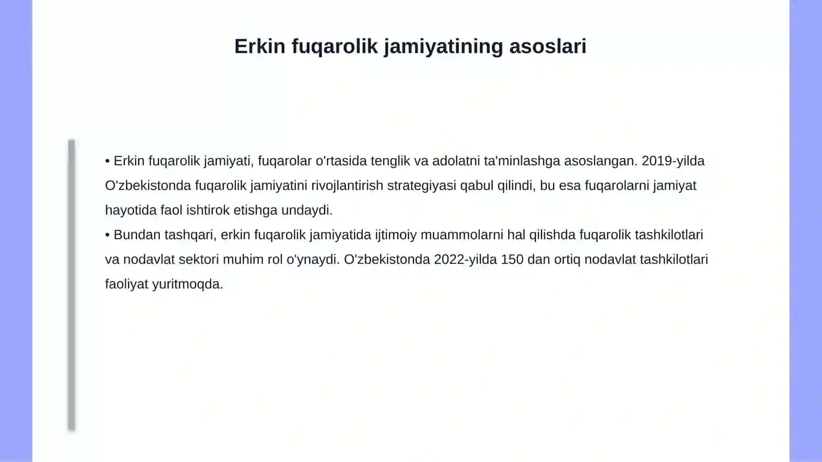 Inson qadrini yuksaltirish va erkin fuqarolik jamiyatini yanada rivojlantirish orqali xalqparvar davlat barpo etish 4