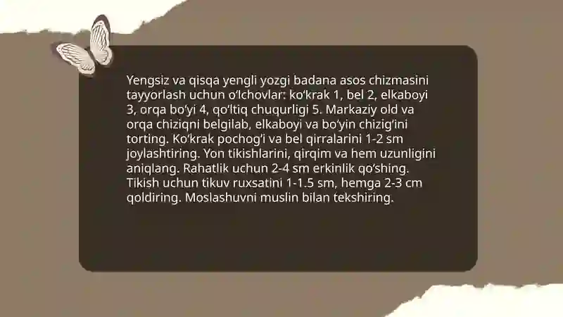 Ayollar asos chizmasini yozgi fasonda modellashtirish 4