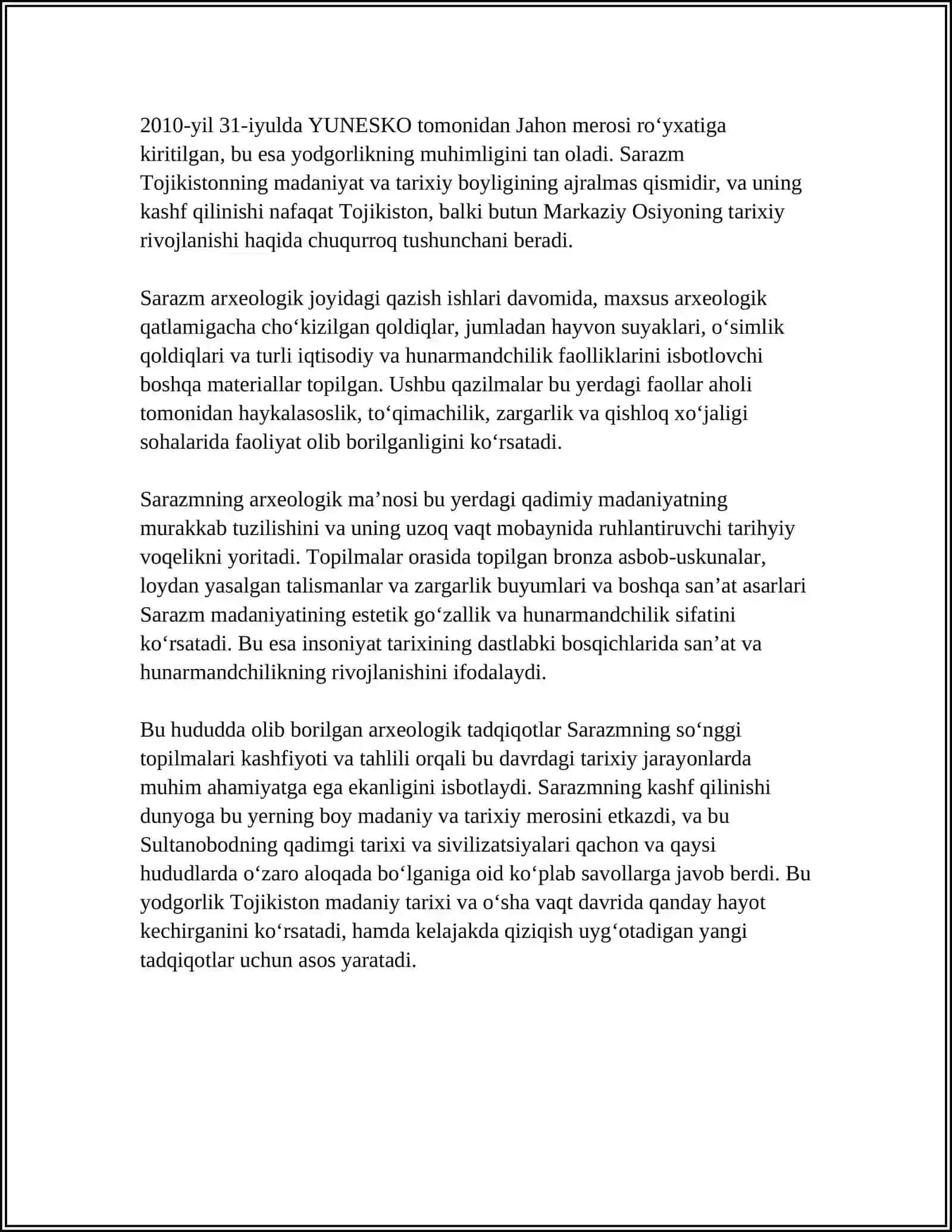 SARAZM YODGORLIKLAR HAQIDA MALUMOT 4