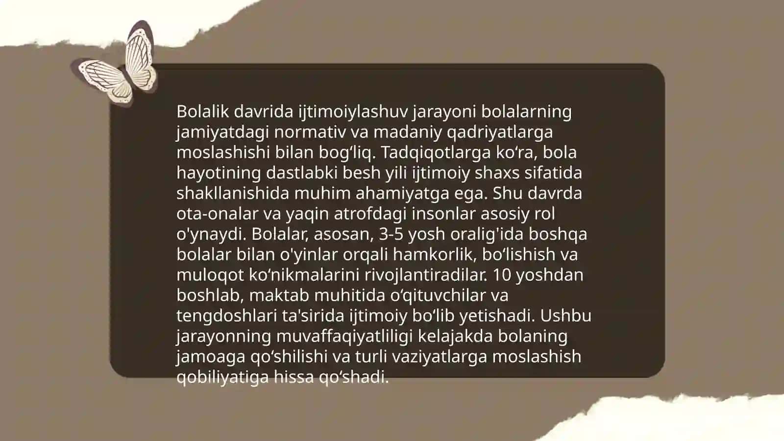 Shaxsning rivojlanish tarbiyasi va ijtimoiylashuvi 4