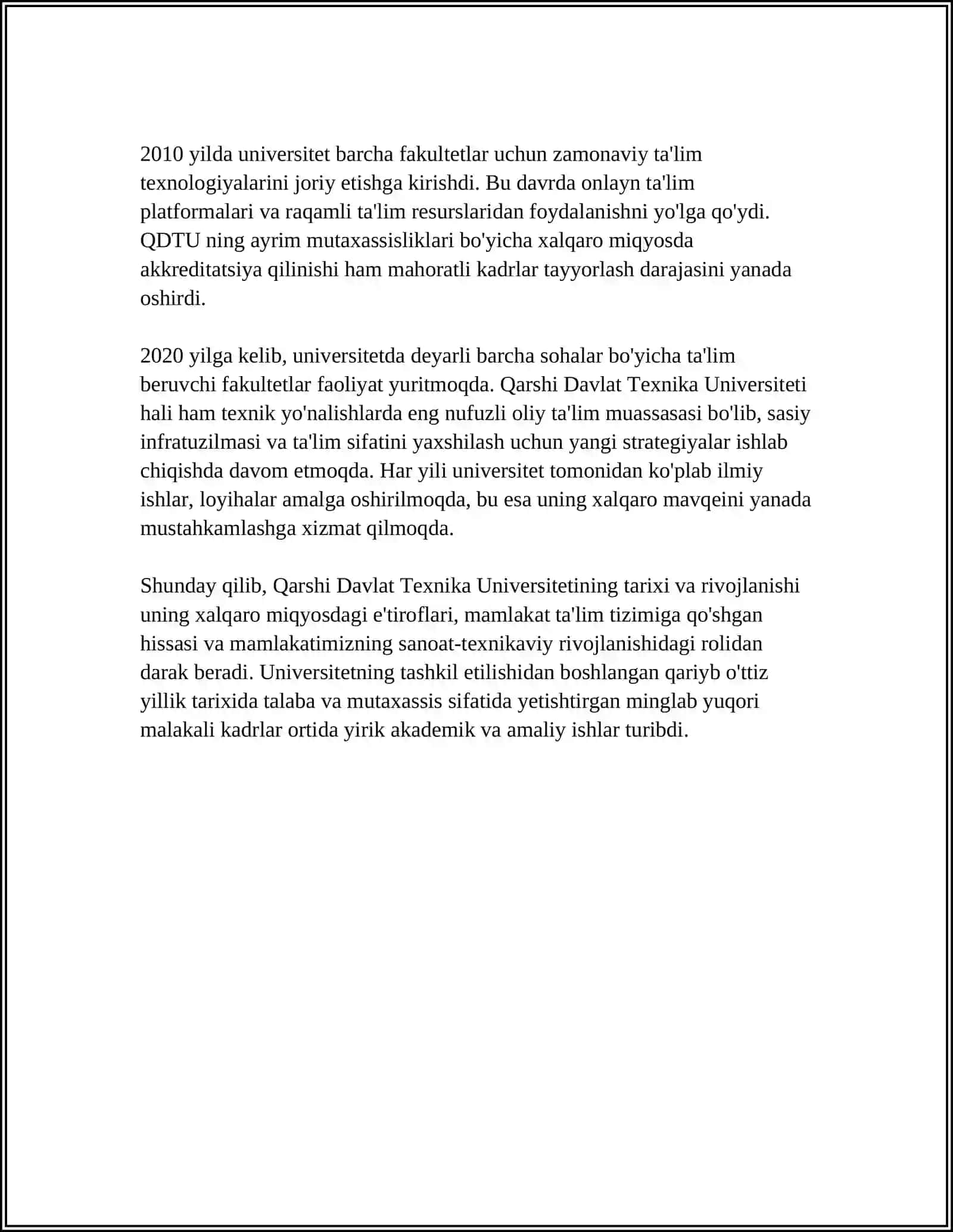 QARSHI DAVLAT TEXNIKA UNIVERSITETI 4