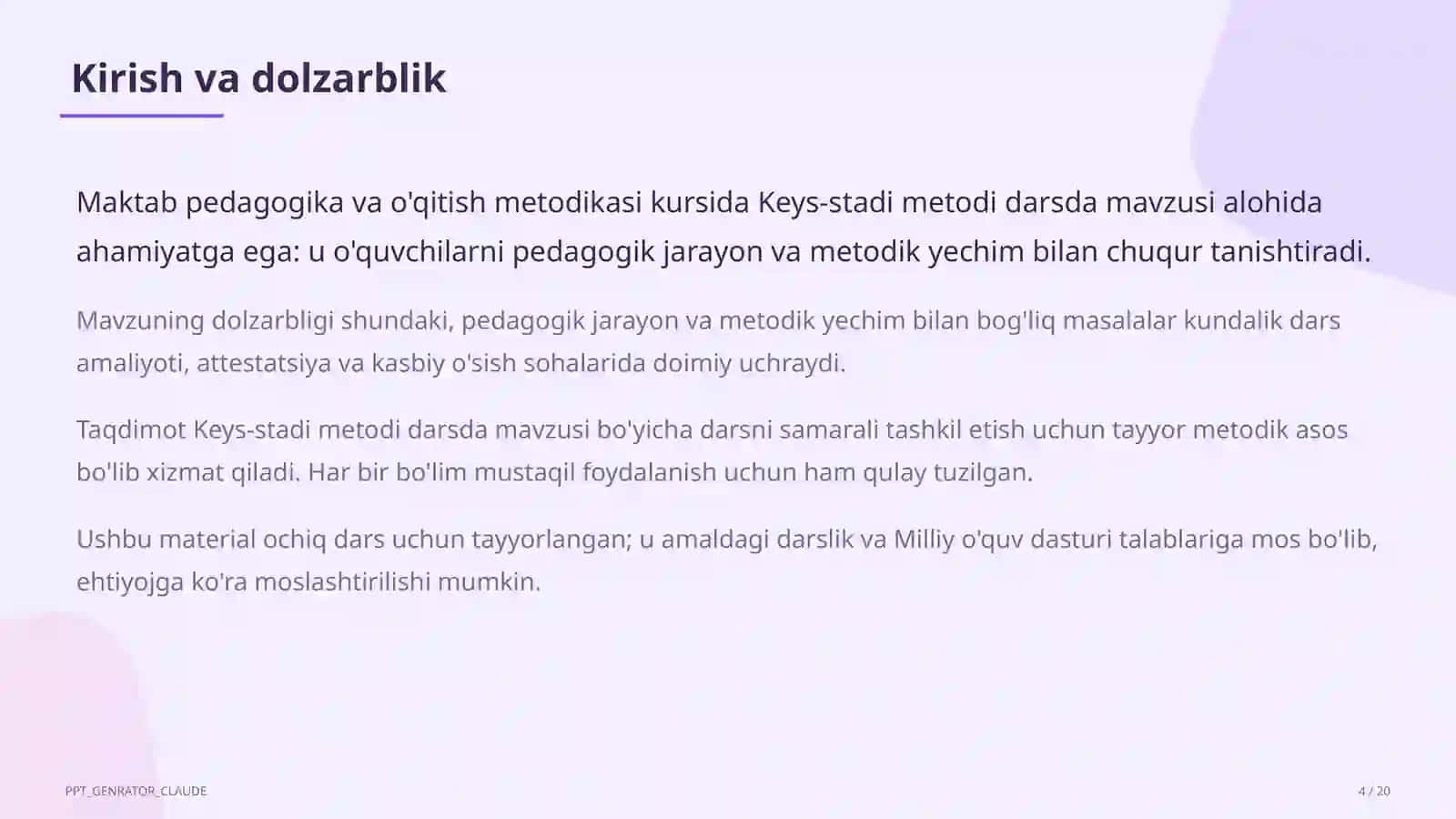 Keys-stadi metodi darsda 4