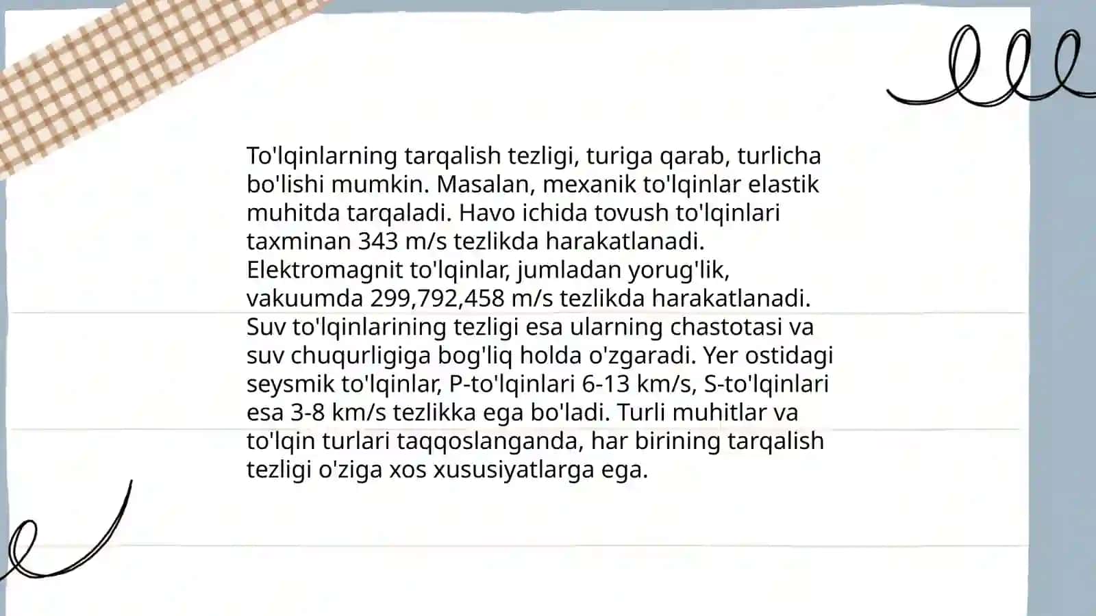To'lqinlarning elastik muhitda tarqalish tezligi 4