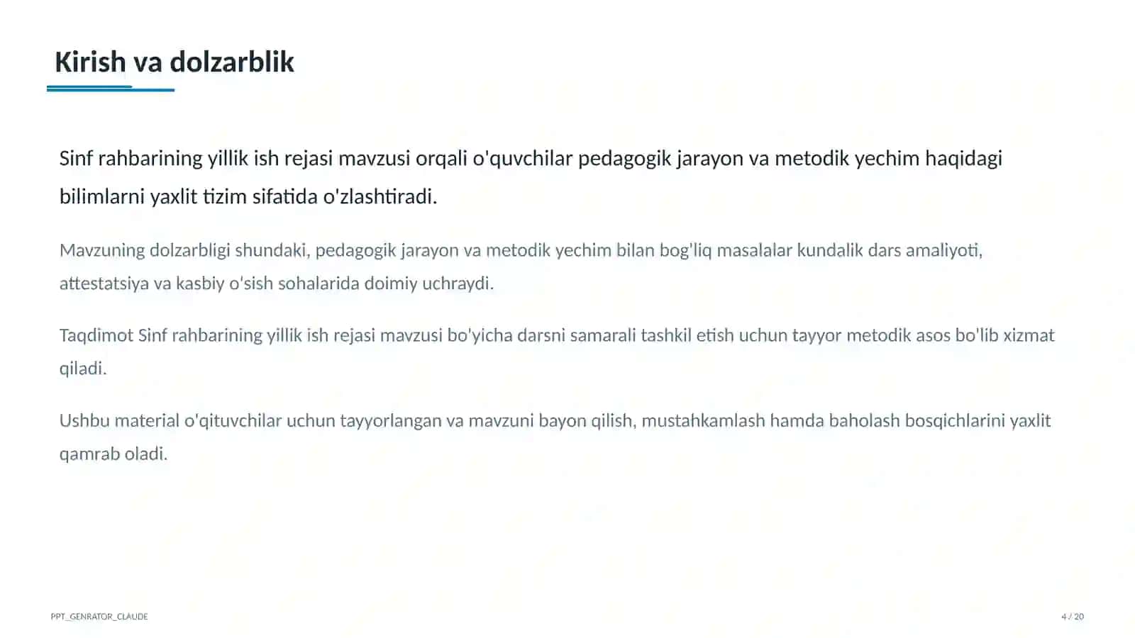Sinf rahbarining yillik ish rejasi 4