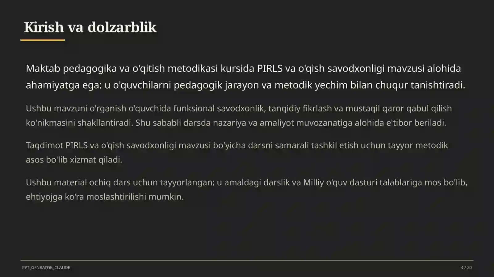 PIRLS va o'qish savodxonligi 4