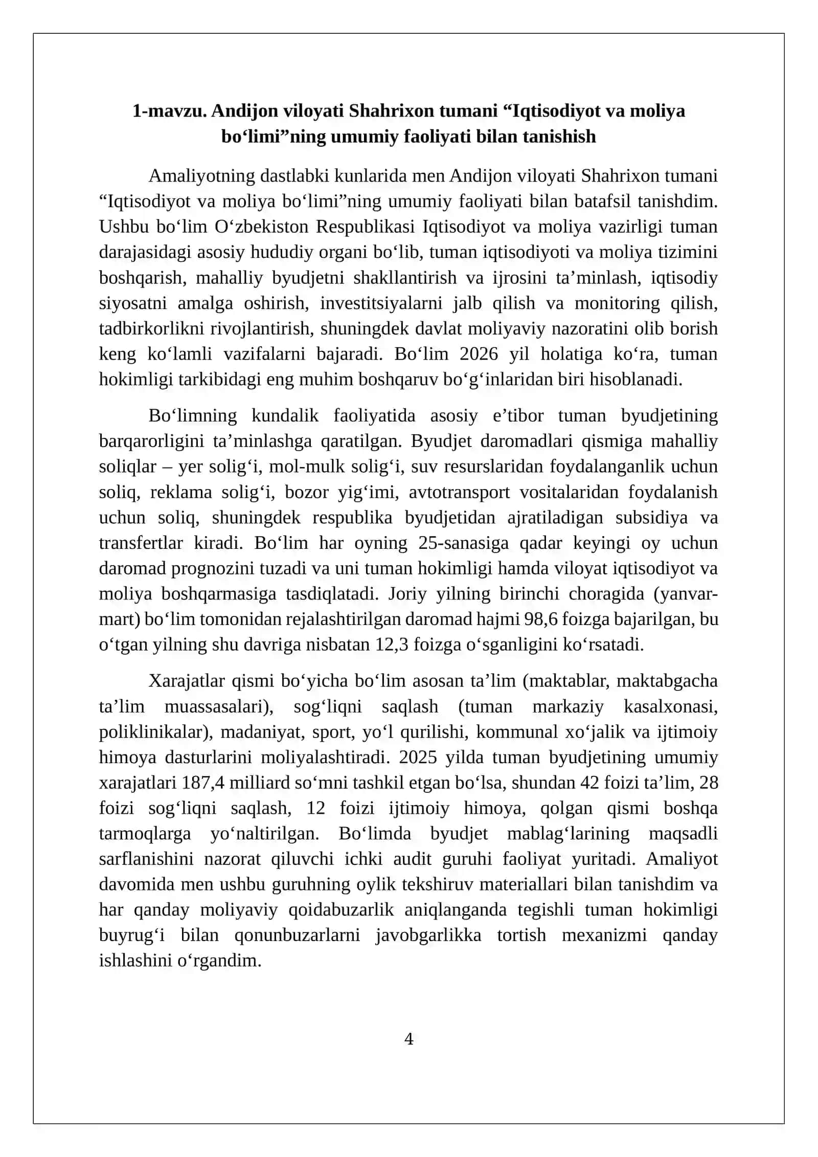 Andijon viloyati Shahrixon tumani “Iqtisodiyot va moliya bo‘limi” 4