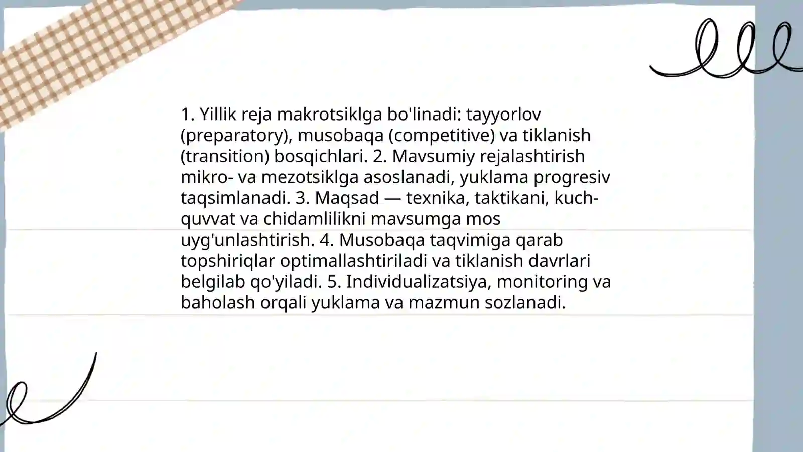 Voleybol mashgulotlarini rejalashtirishni umumiy tamoyili 4
