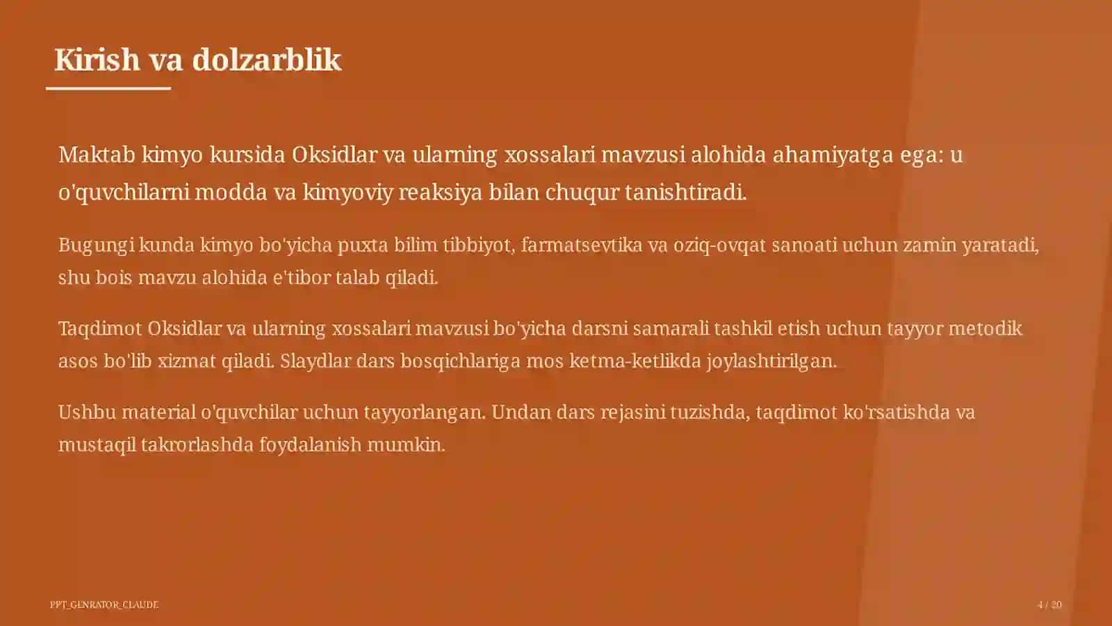 Oksidlar va ularning xossalari (8-sinf) 4