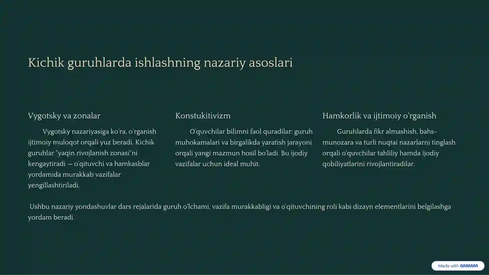 Ona tili ta'limida ijodiy fikrlashni rivojlantirish: Kichik guruhlar samaradorligi 4