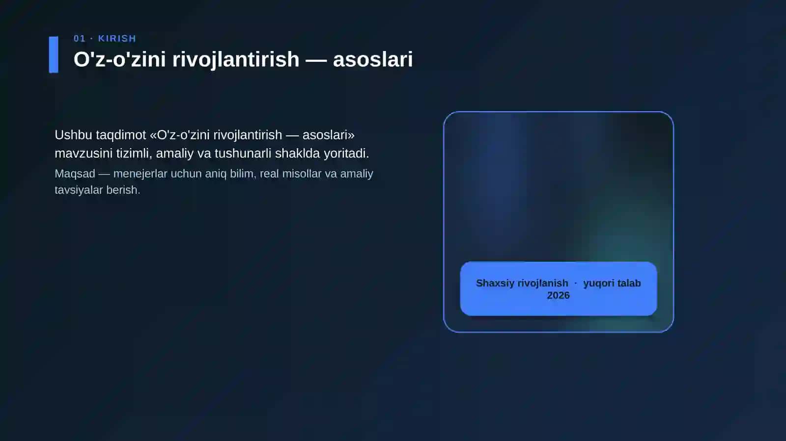 O'z-o'zini rivojlantirish — asoslari 4