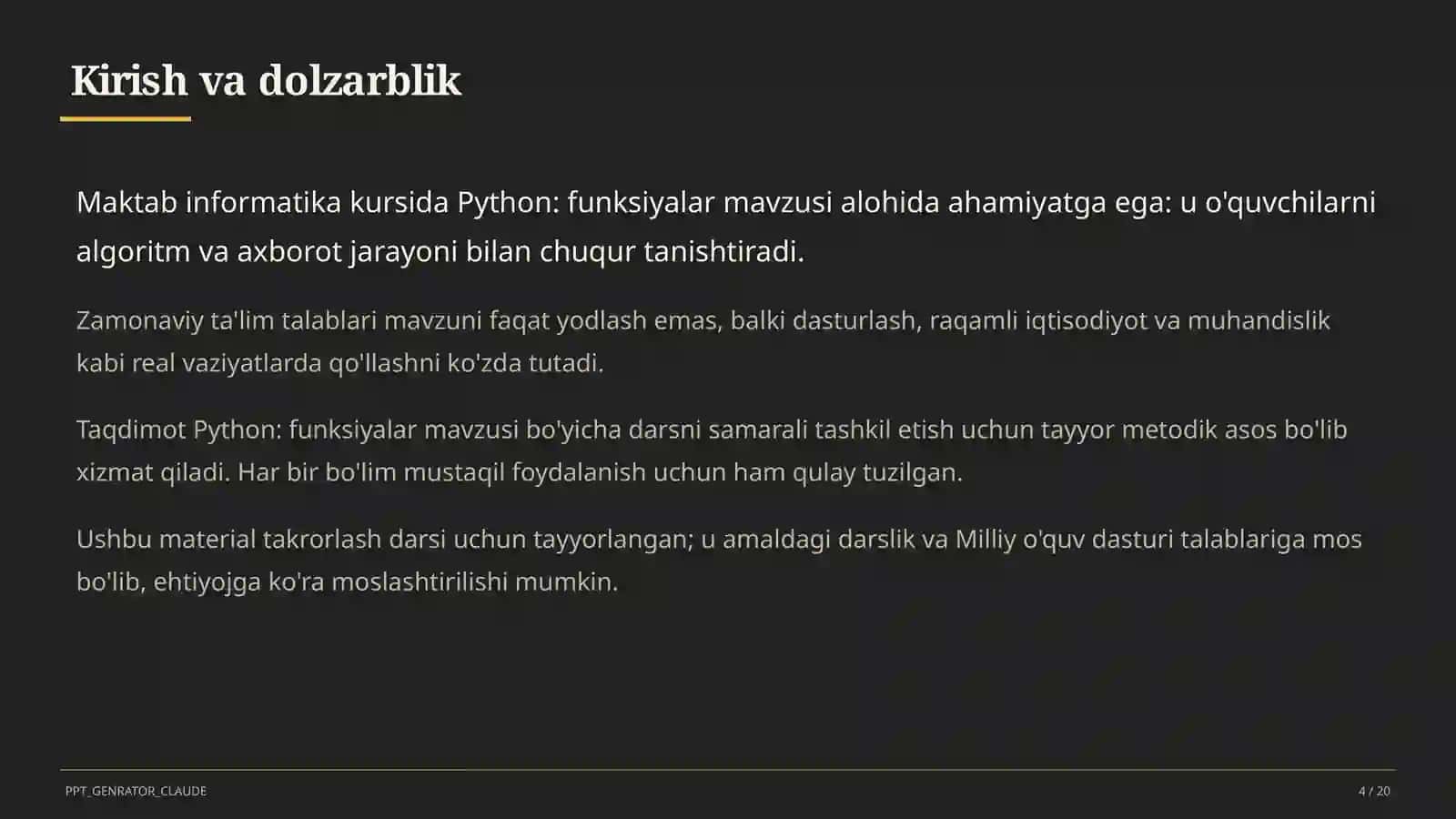 Python: funksiyalar (9-sinf) 4