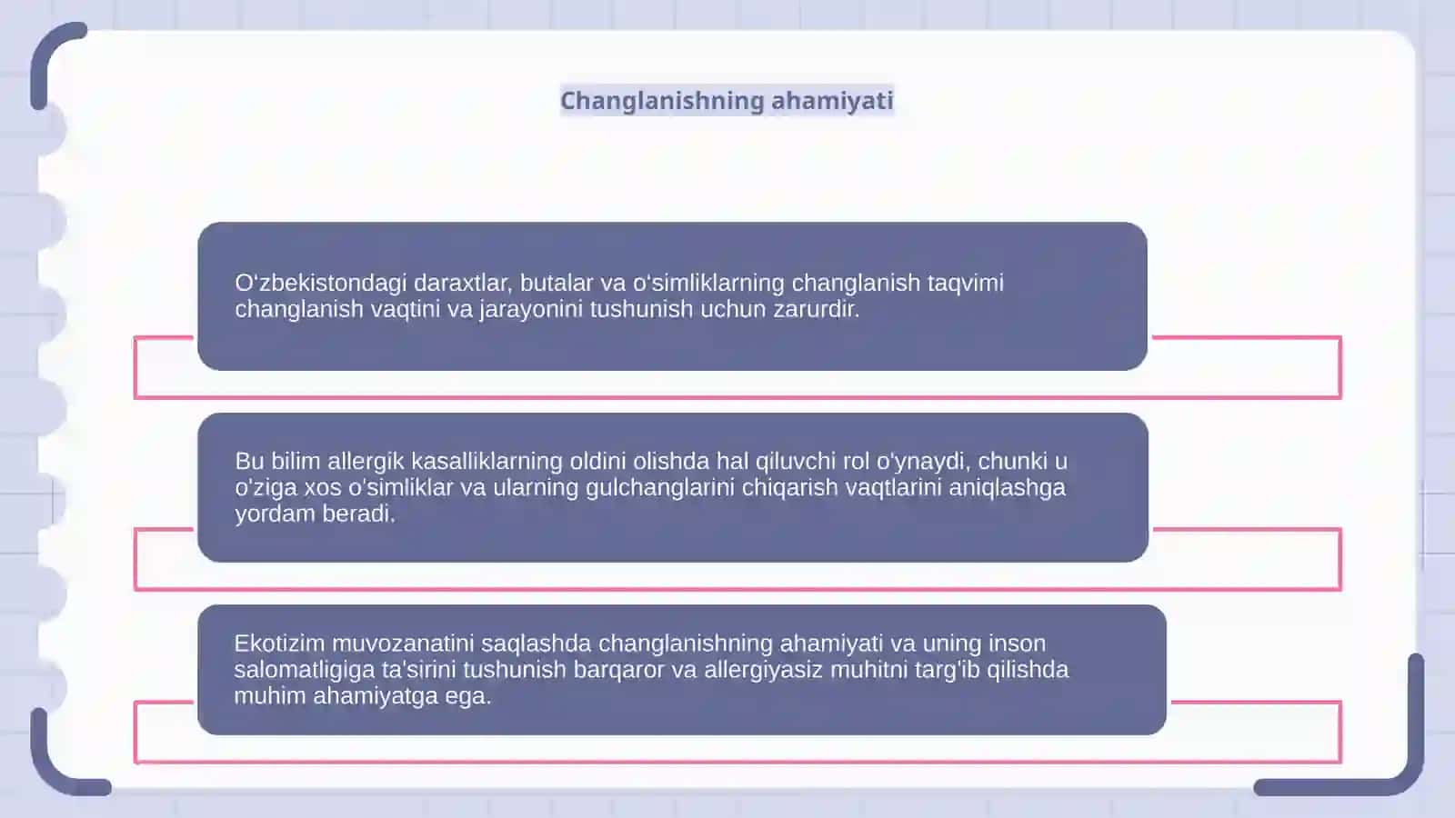 O'zbekistonda daraxtlar,butalar va o'simliklarning changlanish taqvimi va allergik kasalliklar profilaktikasida o'rni 4