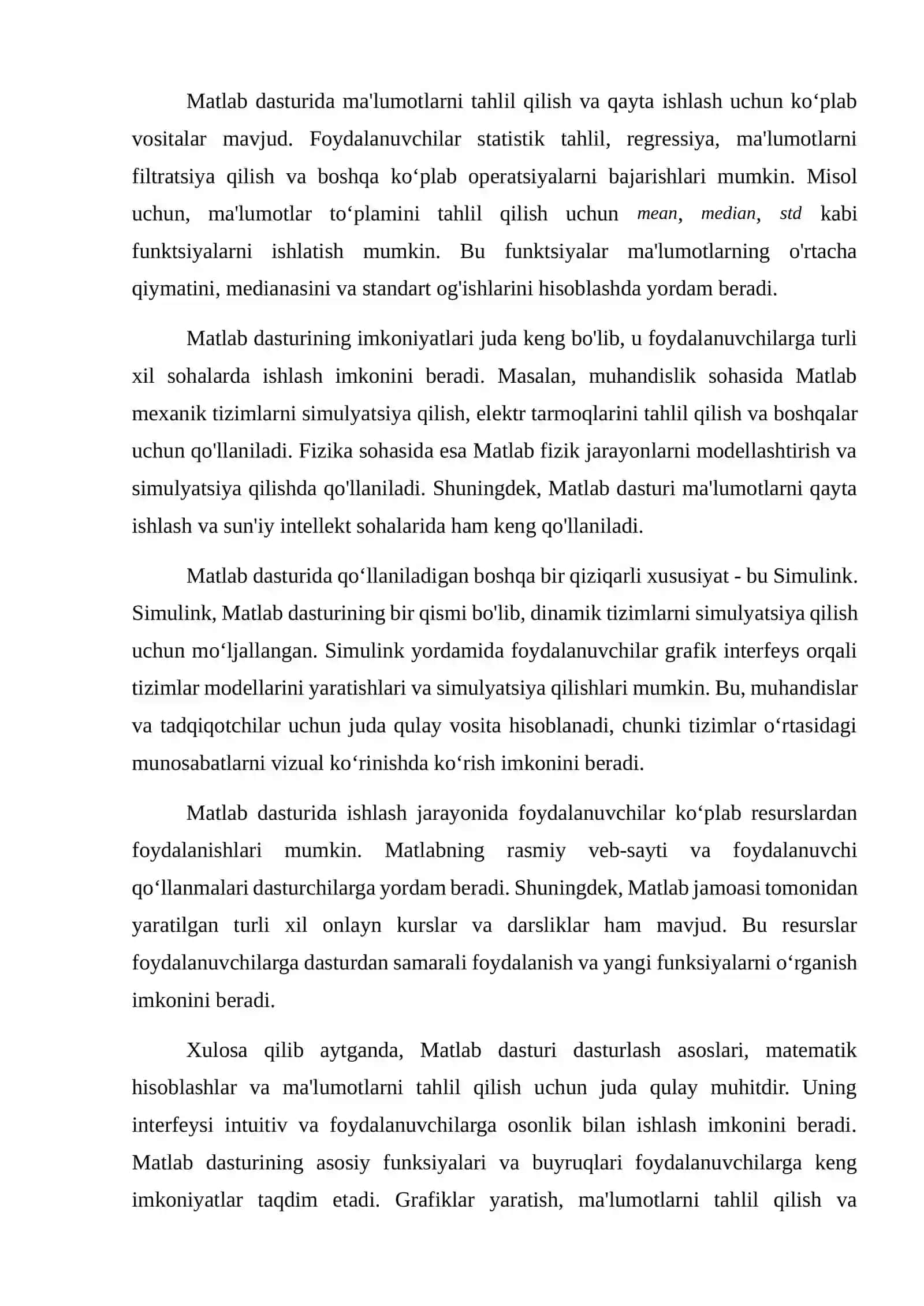 Matlab dasturida dasturlash asoslari 4